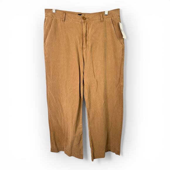 Kut from the Kloth Pants - Kut From the Kloth size 8 Charlotte Crop Wide Leg Trouser Pants Linen Blend NEW